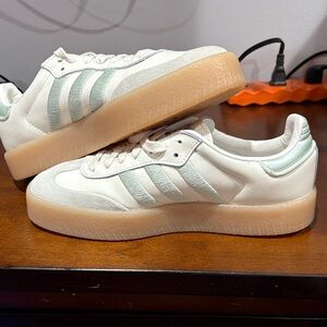 Adidas White and Mint Green Sneakers